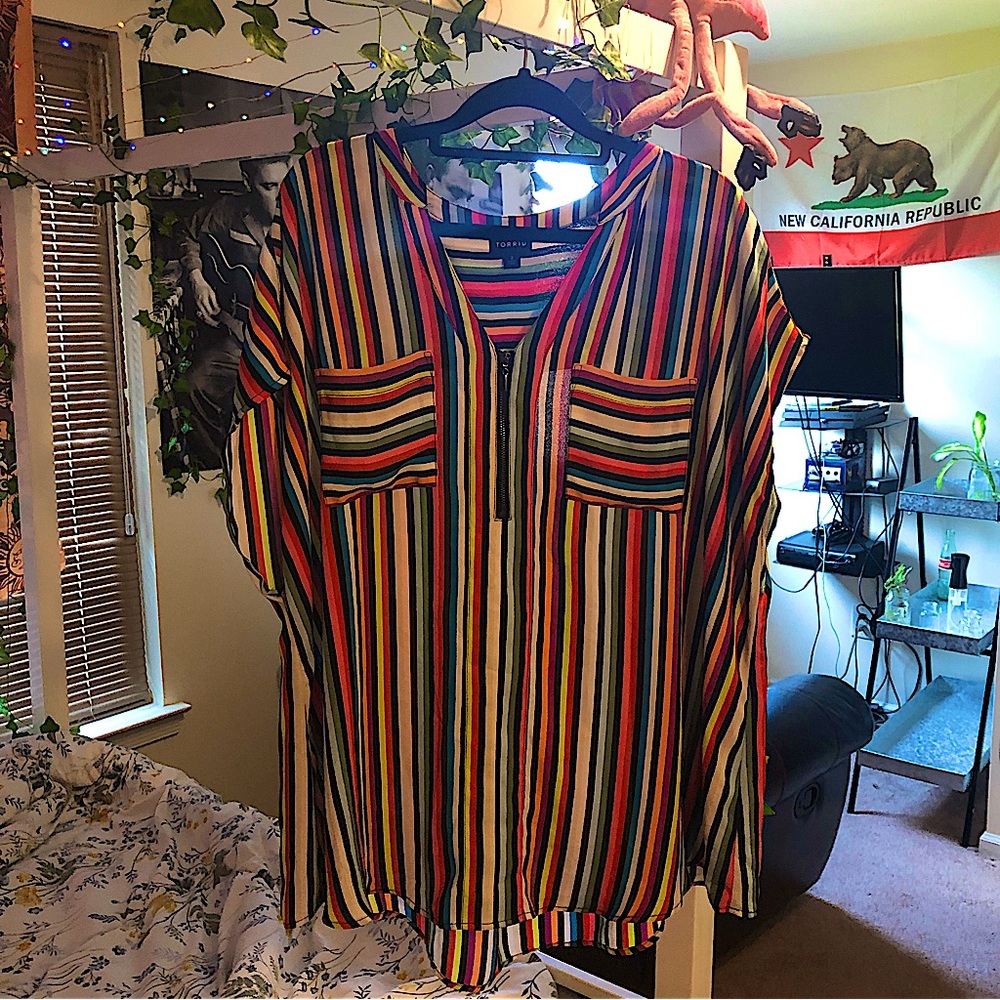Torrid Multi Colored Striped Blouse / Top 2XL